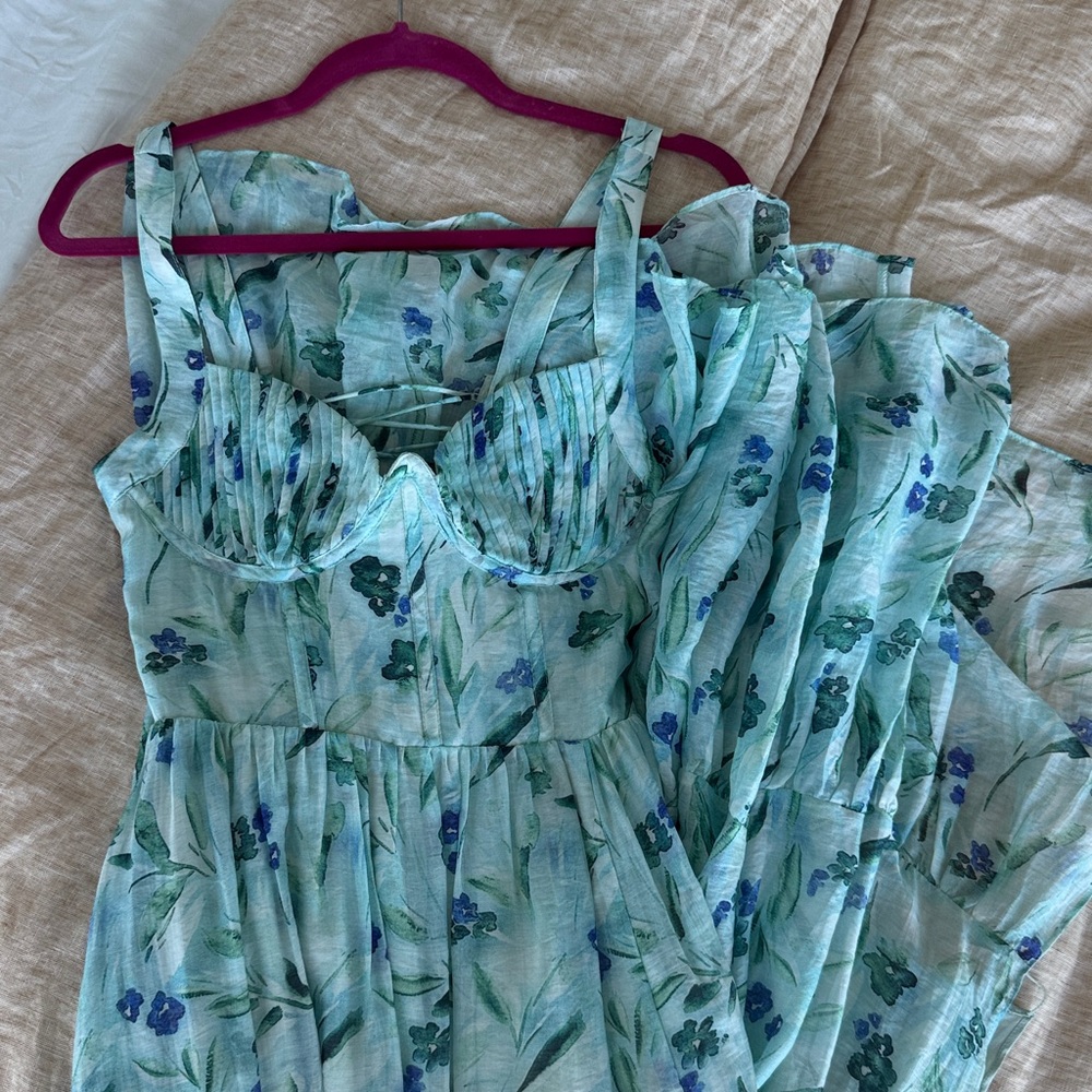 ASTR bustier top Floral Sundress with slit